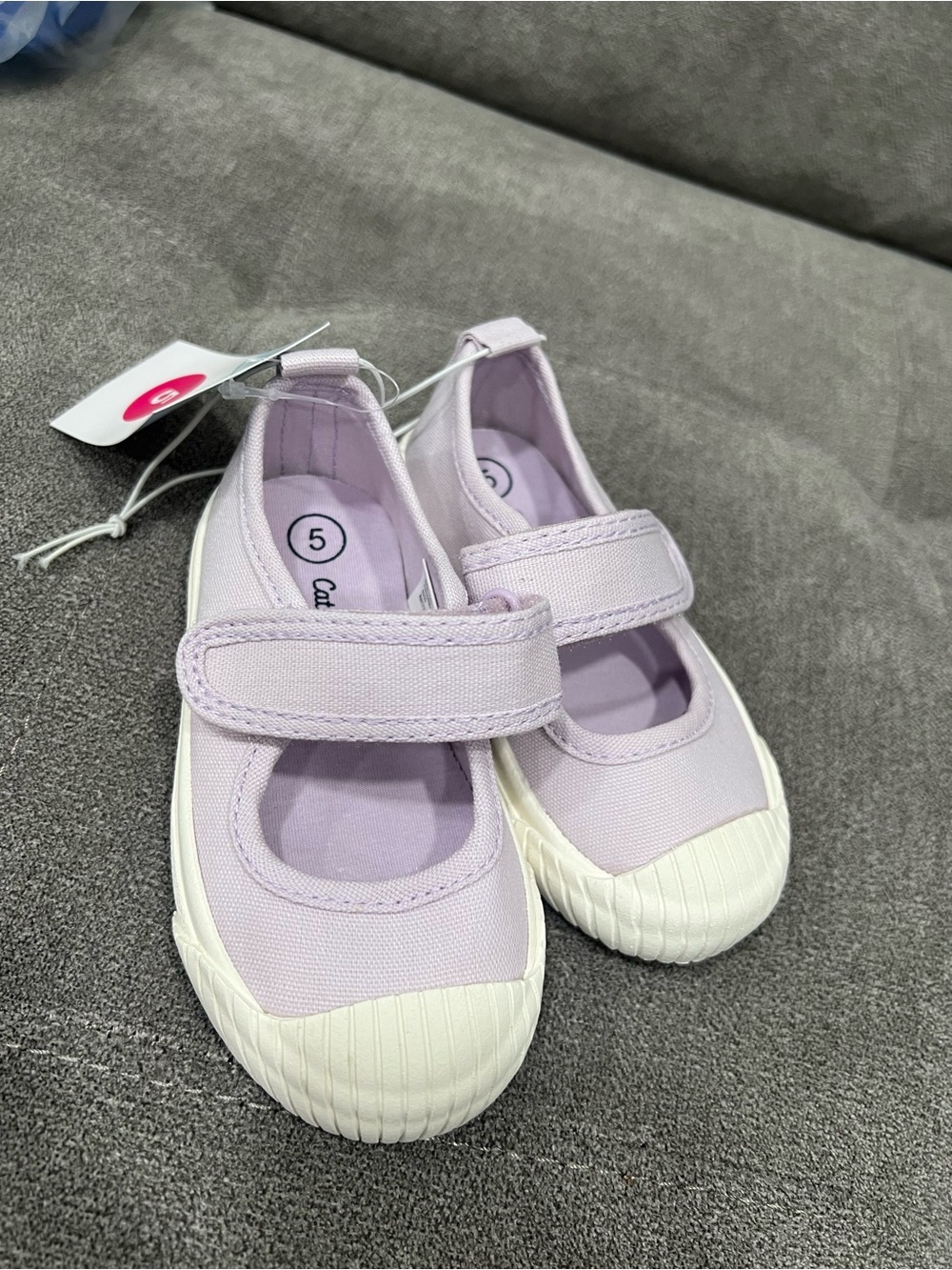 Cat & Jack Lilac Mary Jane Canvas Shoes with White Toe
